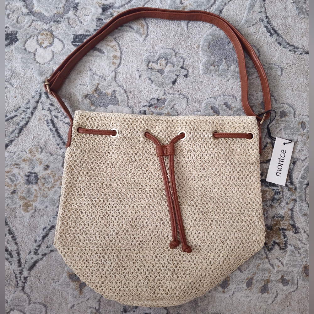 Montce Straw Bucket Bag, NWT